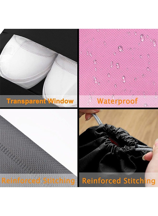 20PCS Travel Shoe Bags with Rope Large Shoes Storage Organizers Pouch for Men and Women Clear Drawstring Bags, Black Grey - Image 3